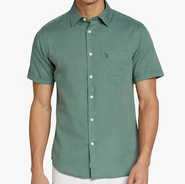 U.S. POLO ASSN cotton-linen blend for all-day comfort.