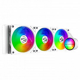 Zebronics AIO360AW - 360mm AIO Liquid Cooler with Support Up To LGA1700 / AM5 sockets/ Anti Leak Design/ ARGB sync/ Braided Tubing/ Fan controller with Remote control (White)